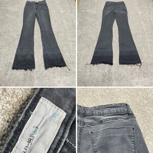 (ban-jara) womens Flare Jeans sz 7/27 high rise faded black distress stretch